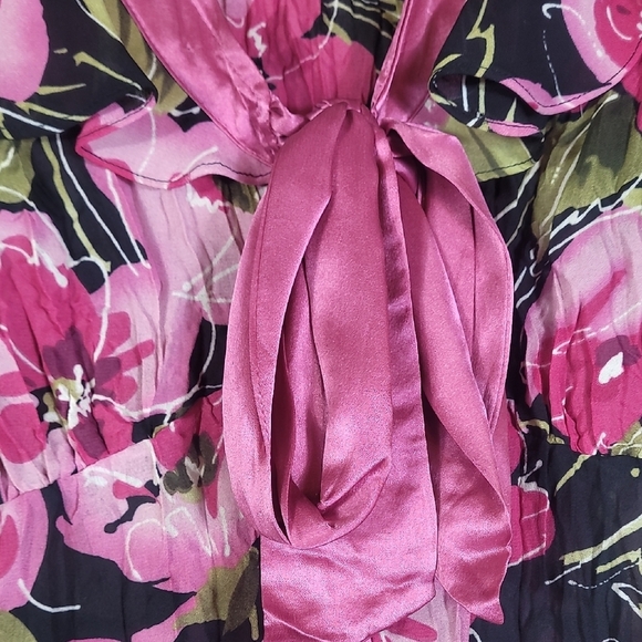 Y2K Sunny Leigh Floral Sheer Button Up Top Size L Fairy Romantic Girly Pink - Picture 6 of 16